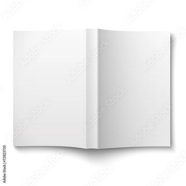 Fototapeta Blank softcover book template spread out on white.