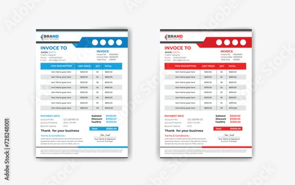 Fototapeta Business invoice design template