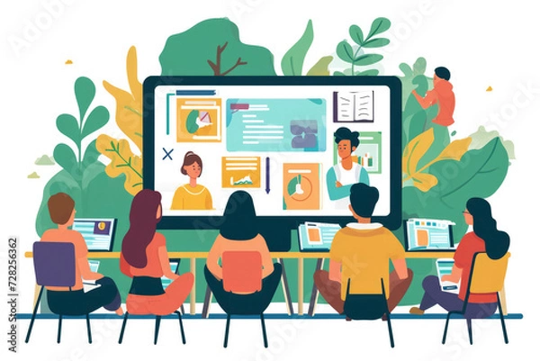 Fototapeta Blended Learning: The combination of traditional classroom instruction and online resources enhances the learning experience