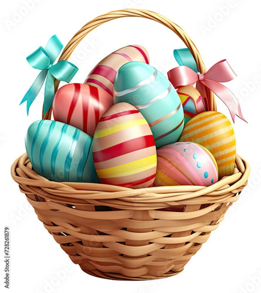 Fototapeta Easter basket isolated on a transparent background created with Generative AI technology