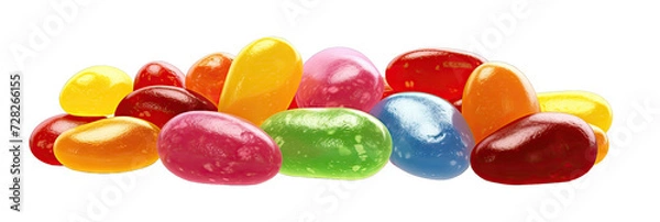 Fototapeta Jellybeans isolated on a transparent background created with Generative AI technology