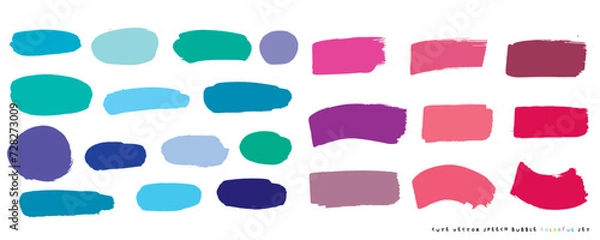Fototapeta Cute vector speech bubble colorful set,Hand drawn set of speech bubbles with handwritten for book ,card, business, poster design. Vector illustration design for fashion fabrics, textile graphics