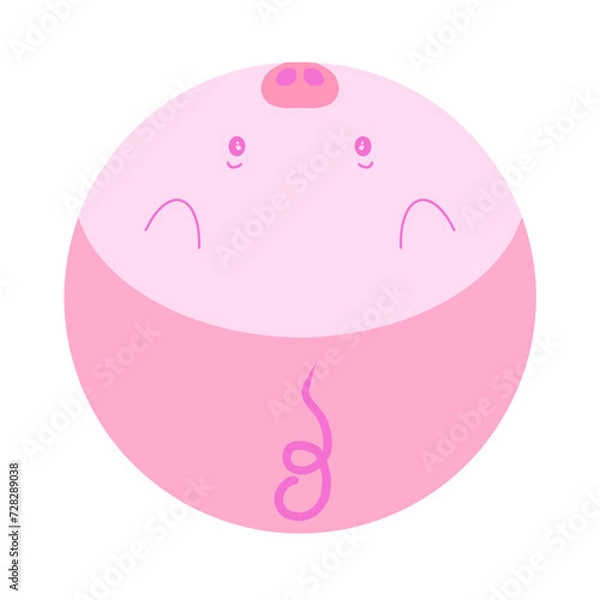 Obraz ROUND SHAPE CUTE PINK PIG