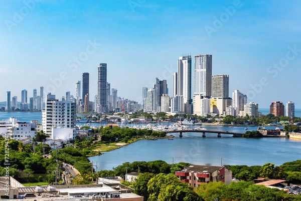 Obraz Urban skyline of Cartagena de Indias city on the Caribbean coast of Colombia