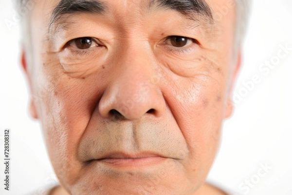Obraz 皺・たるみ・しみに悩むおじいさんの目元（眼瞼下垂・目の下のふくらみ・整形・若返り）	

