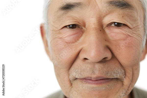 Obraz 皺・たるみ・しみに悩むおじいさんの目元（眼瞼下垂・目の下のふくらみ・整形・若返り）	

