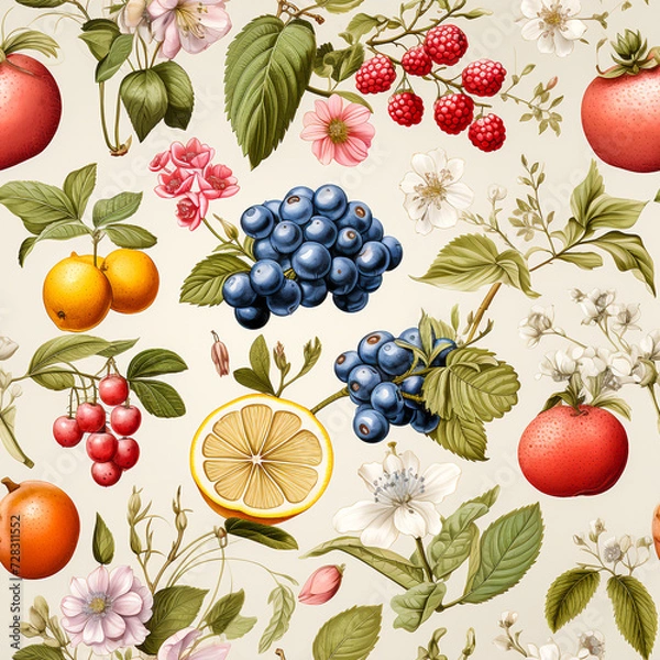 Obraz Seamless botanical patterns, for use in graphics.