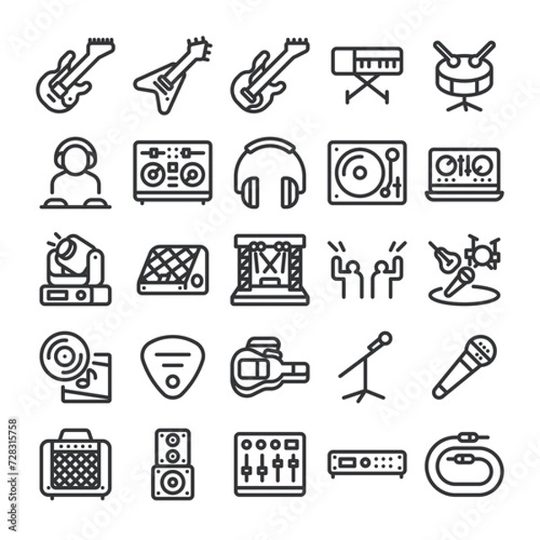 Obraz バンド楽器・機材 アイコン セット