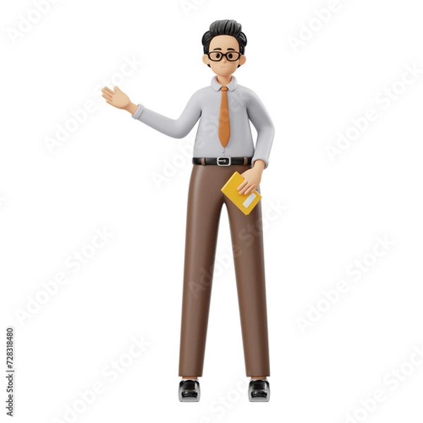 Fototapeta 3D Character Male Teacher Standing And Explaining