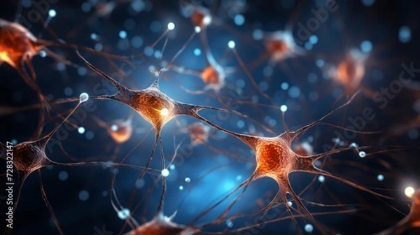 Obraz A dynamic neural network pattern, symbolizing the complexity of brain function and neuroscience.