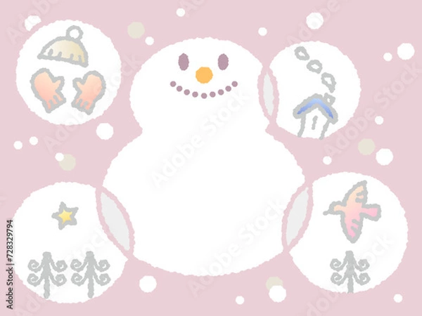 Fototapeta かわいい雪だるまのフレーム