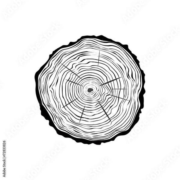 Fototapeta Simple vector tree trunk in a cut.