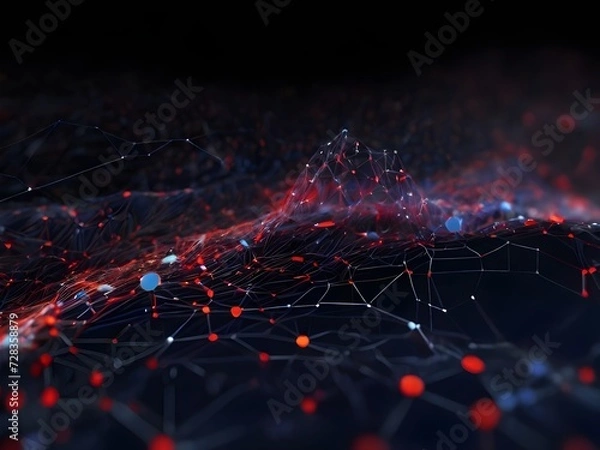 Fototapeta Interconnected Nodes: A Dynamic Dance of Digital Complexity and Innovation, generative AI