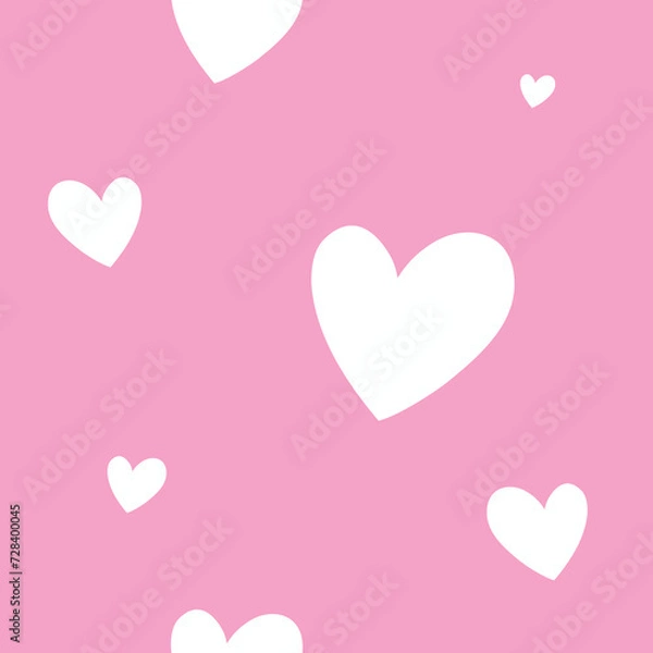 Fototapeta romantic hearts, symbol of love in pink. seamless pattern of abstract lines. simple background in a barbie style. for print, social media, banner, paper. hand drawn vector art illustration.