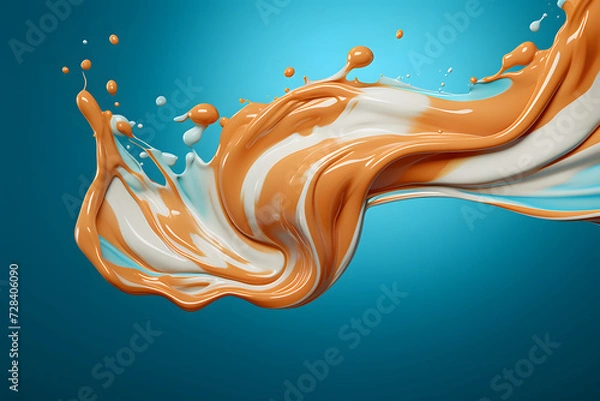 Obraz caramel pouring on to ice cream