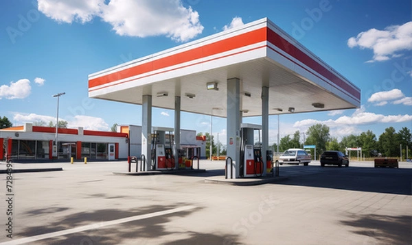 Fototapeta Gas station during summer sunny day