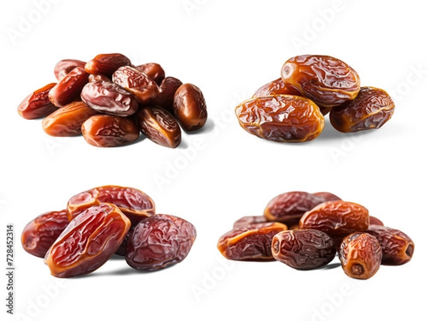 Fototapeta Dates fruit close up isolated on transparent background. Ramadan special dish