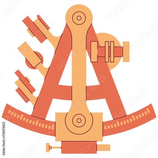 Fototapeta Sextant vector illustration isolated on a white background.
