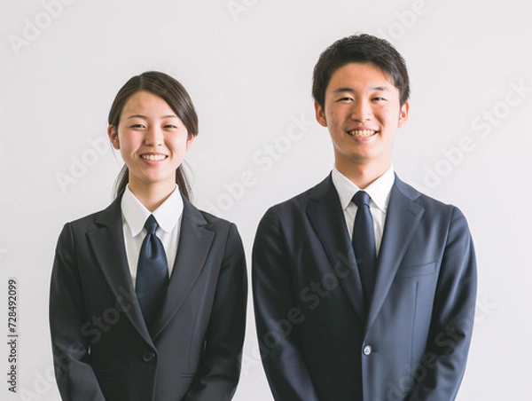 Fototapeta 若手ビジネスマンとビジネスウーマンの輝く笑顔