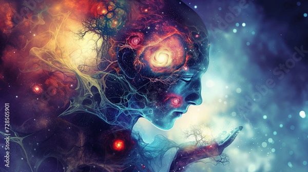 Fototapeta Meditative State with Galactic Core Visualization - Spiritual Oneness - Inner Space & Spiritual Discovery - Cosmic Essence & Awakening - Non-duality Oneness