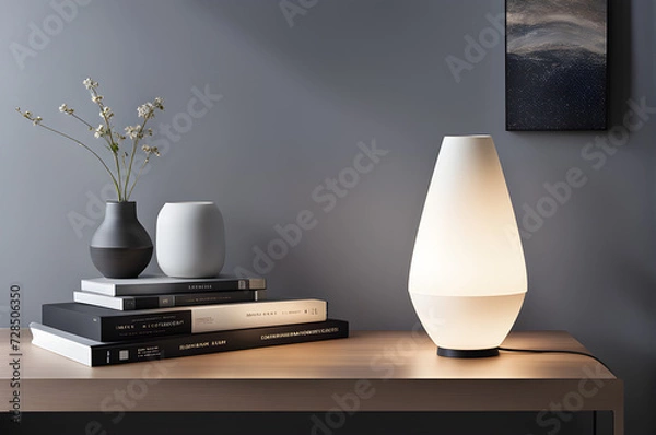 Obraz table lamp and book