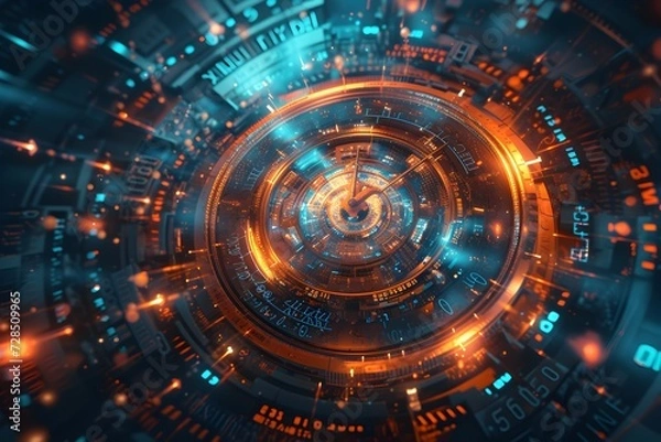 Obraz Abstract Digital Futurist Circle and Circuit Pattern