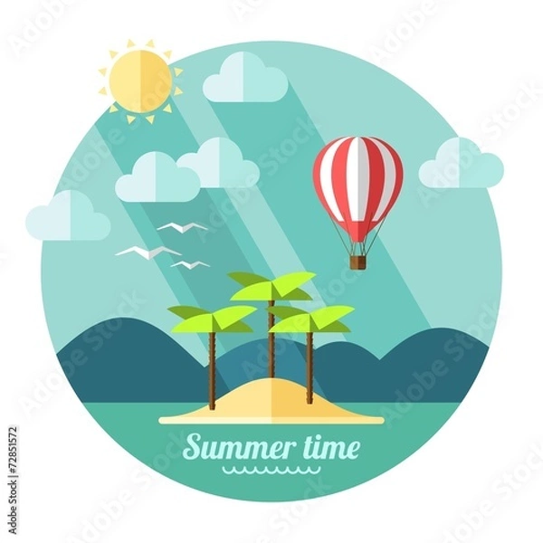 Fototapeta Summer landscape in flat style