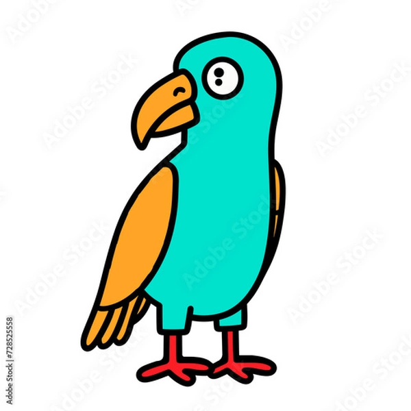 Obraz cartoon parrot on white