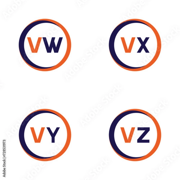 Obraz VW,VX,VY,VZ  Letter Logo Bundle Monogram set . icon, letter, vector, technology, business, art, symbol, set design .