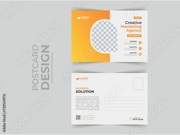 Fototapeta Vector corporate postcard design template.
