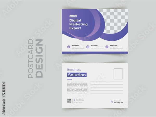 Fototapeta Vector corporate postcard design template.