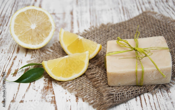 Obraz Piece of handmade lemon soap