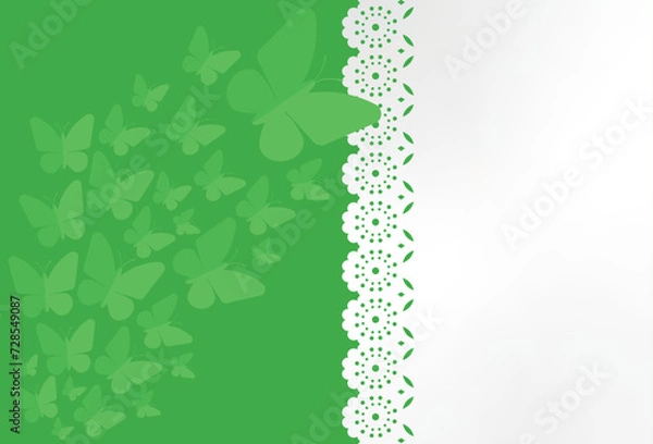 Obraz Zielone tło z motylami