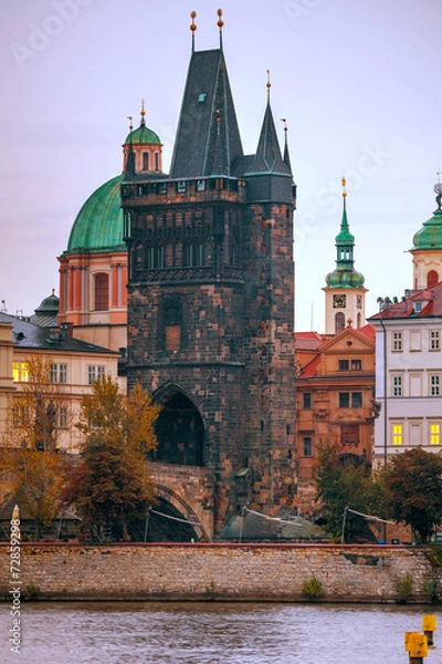Fototapeta The Old Town Charles bridge tower in Prague