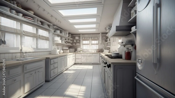 Obraz interior of white kitchen