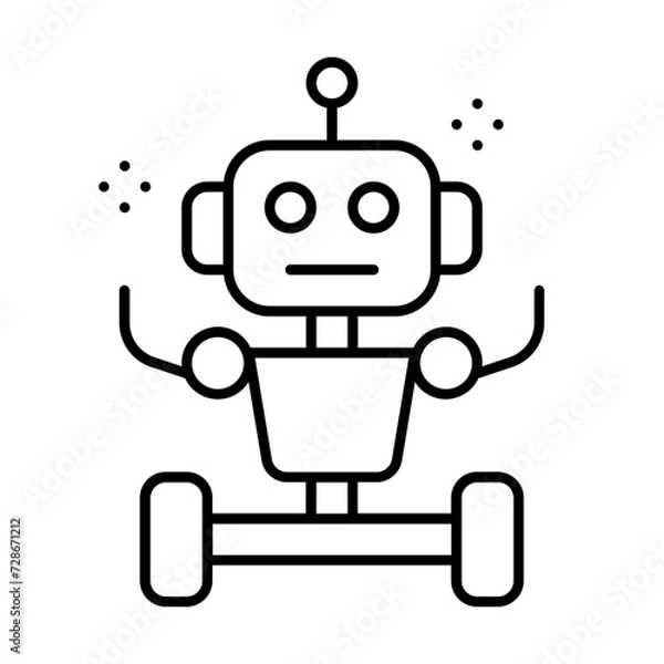 Fototapeta Robot icon with thin line style