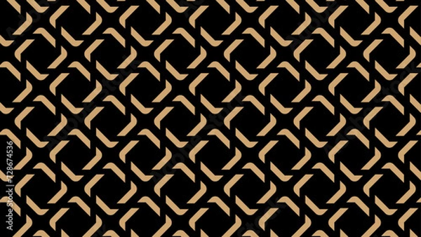 Fototapeta Seamless abstract geometric pattern with beige ornament on black background for fabric banners home decor surface design packaging Vector illustration