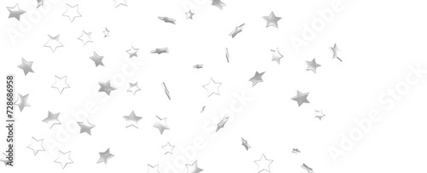 Fototapeta Holiday backdrop made of silver stars and sparkles on white wooden background. New Year concept.