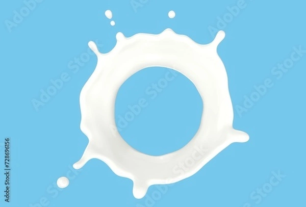 Fototapeta Milk Splash on Blue Background - High-Resolution Image