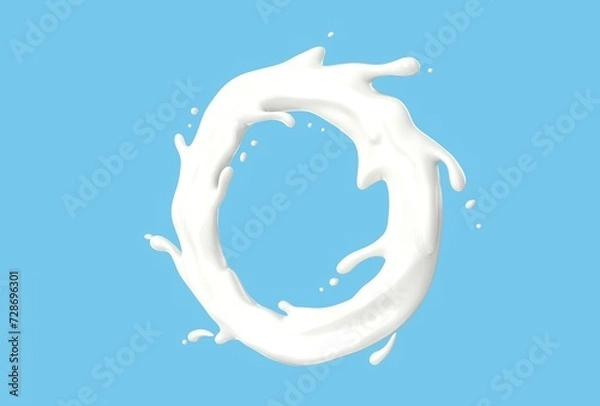 Obraz Milk Splash on Blue Background - High-Resolution Image