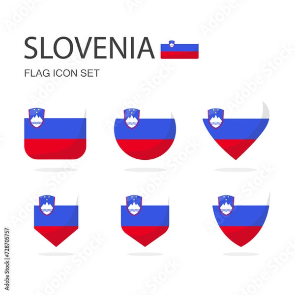 Obraz Slovenia 3d flag icons of 6 shapes all isolated on white background.