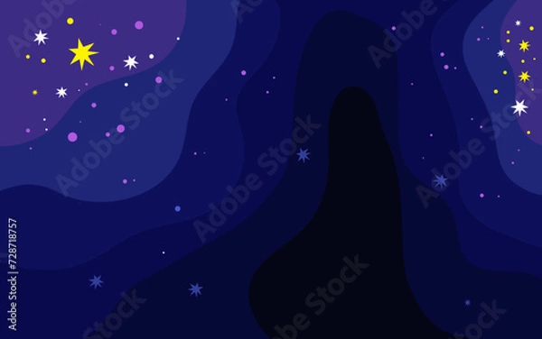 Obraz Vector space background . Cute flat style template with Stars in Outer space