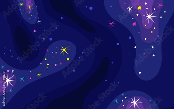 Obraz Vector space background . Cute flat style template with Stars in Outer space