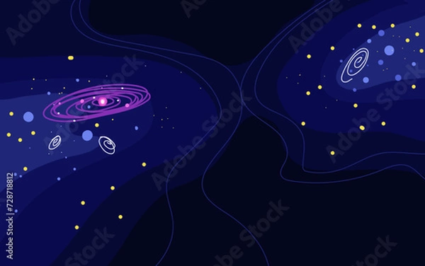 Obraz Vector space background . Cute flat style template with Stars in Outer space