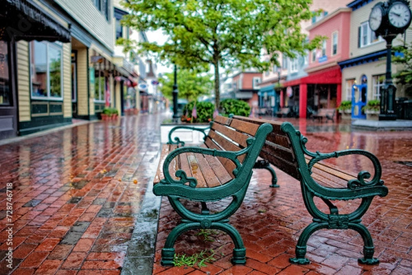 Obraz Benches in the Rain