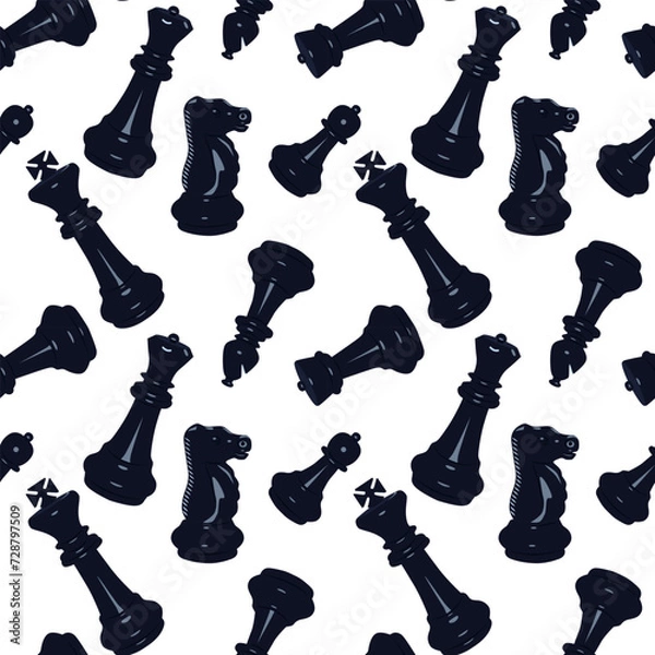Obraz Black chess pieces pattern. Vector illustration. For print.