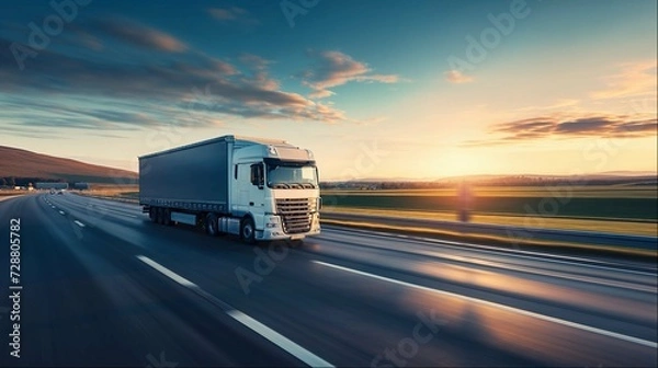 Fototapeta Truck on the highway. Generative Ai.