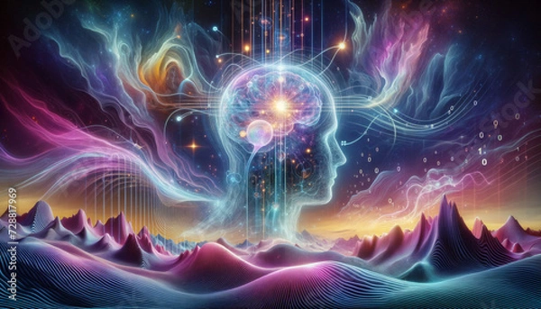 Obraz Quantum Decoherence: Vibrant Mindscapes of Digital Wellness