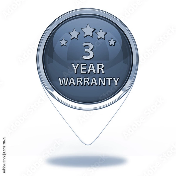 Fototapeta Three year warranty pointer icon on white background