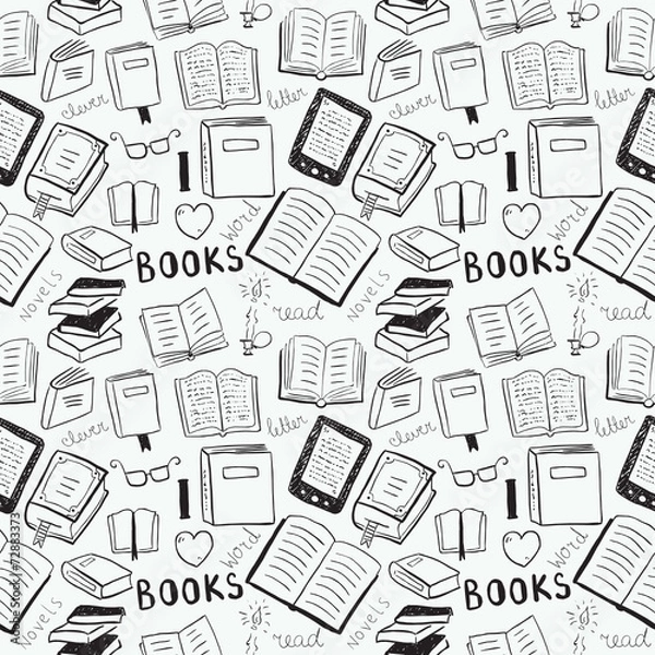 Obraz Books doodles seamless background